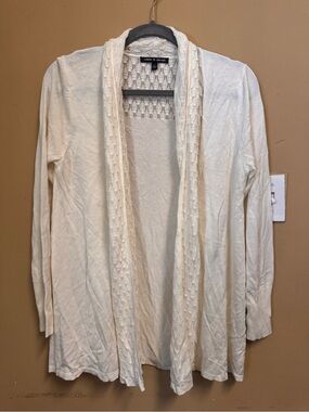 Cable & Gauge Cream Open-Front Knit Cardigan